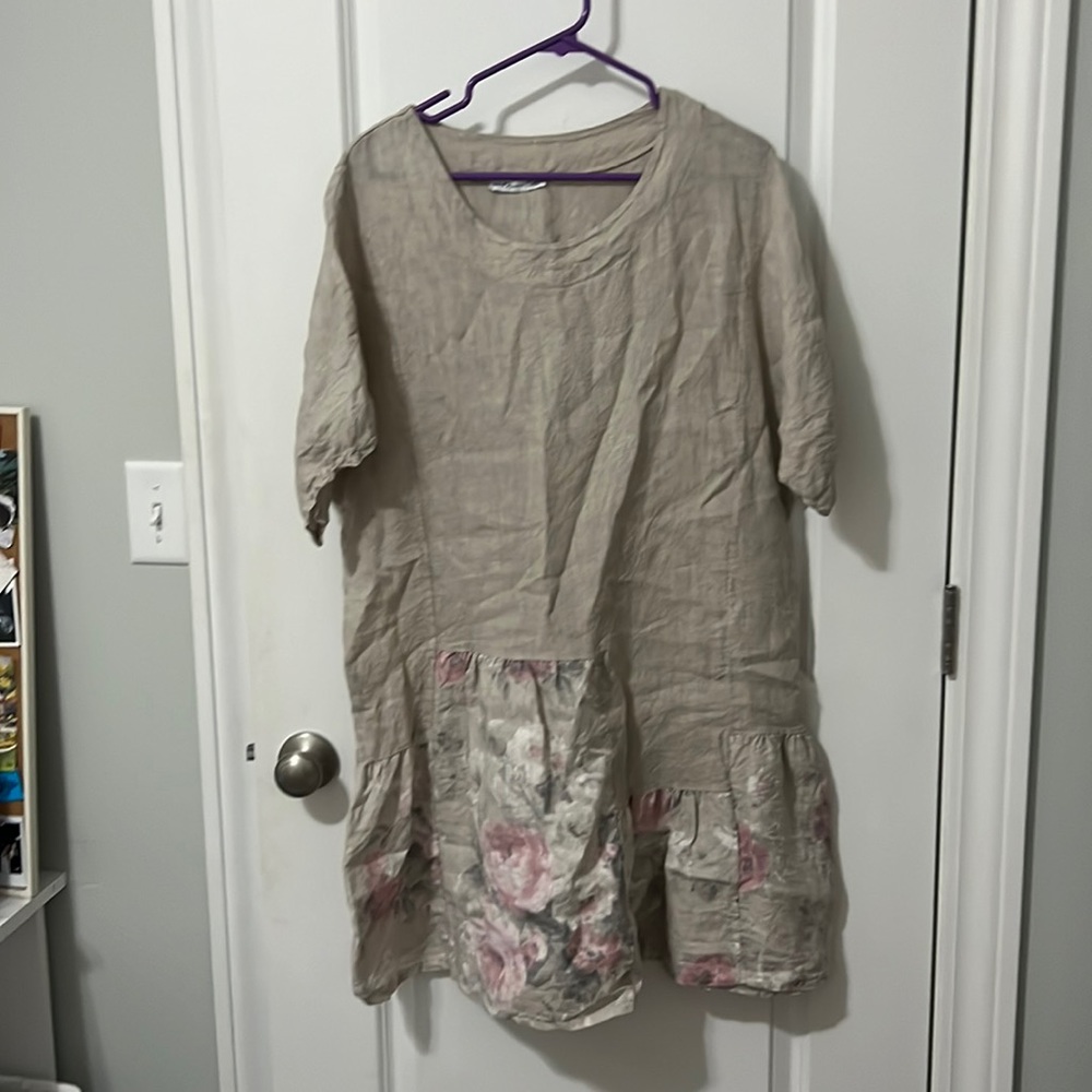 Miss Rose Sister Violet Tan Floral Dress